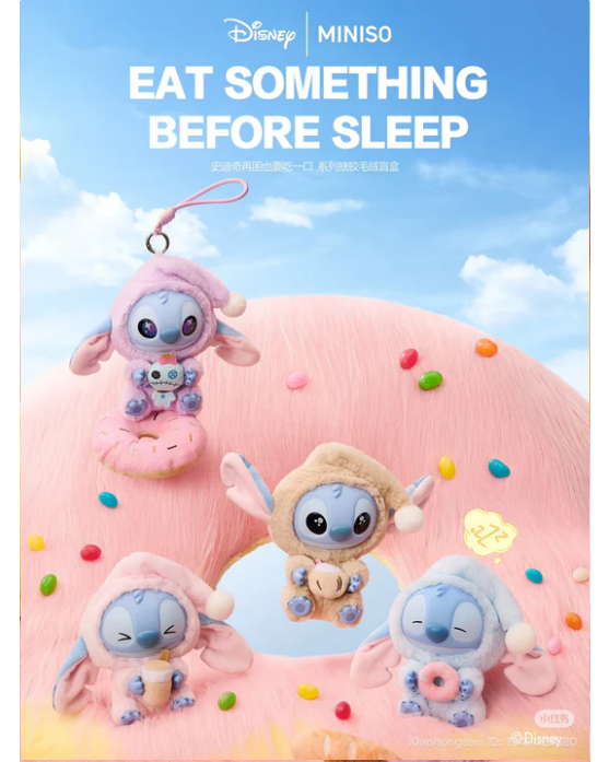 Stitch Eat Something Before Sleep Plush Keychain Blind Box
